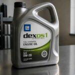 Kanister oleju silnikowego GM Dexos1 0W-20 na warsztatowym blacie